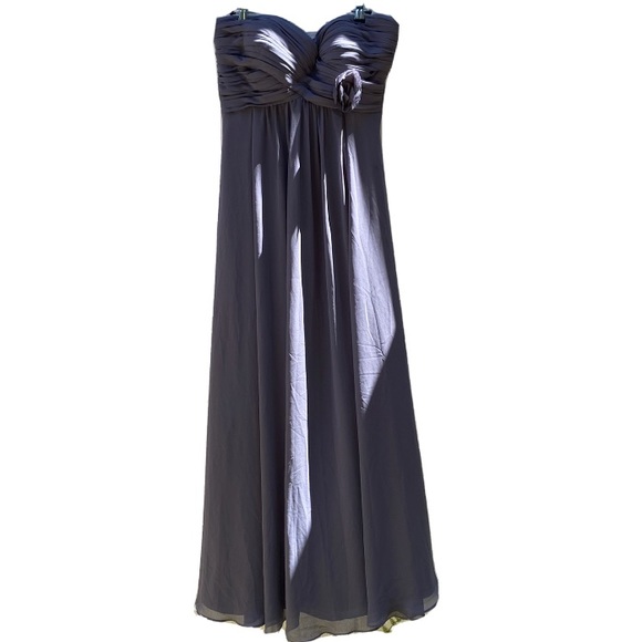 Bill Levkoff maxi bridesmaid dress slate gray 12 - Picture 1 of 7